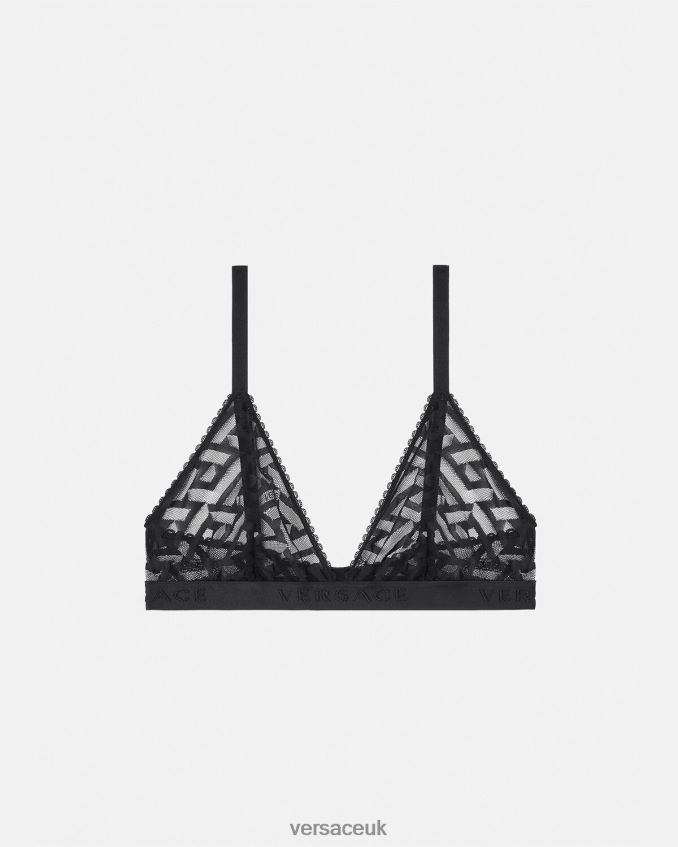Women Versace La Greca Tulle Bralette 6D2D061073 Black Underwear & Beachwear