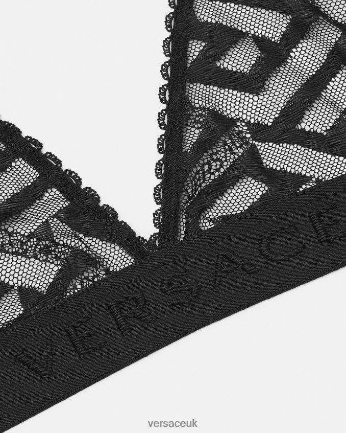 Women Versace La Greca Tulle Bralette 6D2D061073 Black Underwear & Beachwear