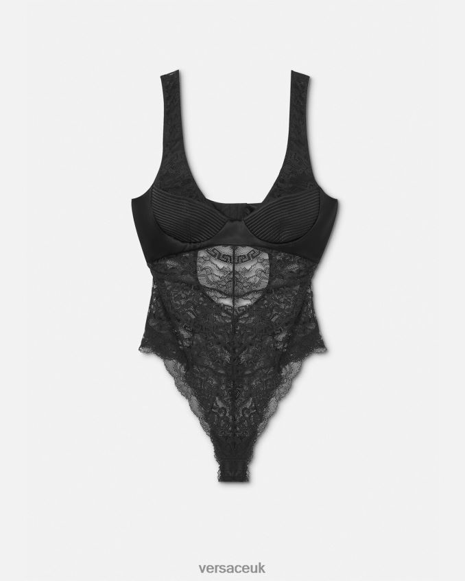 Women Versace Lace Bodysuit 6D2D061068 Black Underwear & Beachwear