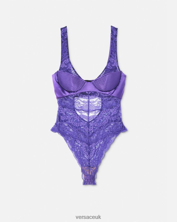 Women Versace Lace Bodysuit 6D2D061078 Violet Underwear & Beachwear