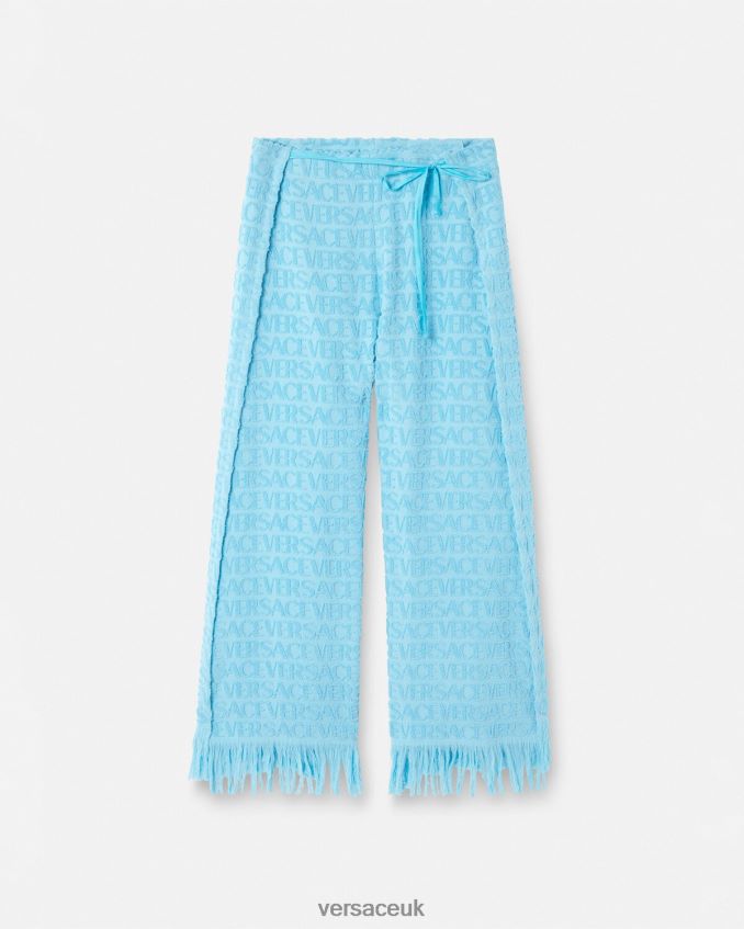 Women Versace Allover Towel Pareo Pants 6D2D061188 Light Blue Underwear & Beachwear