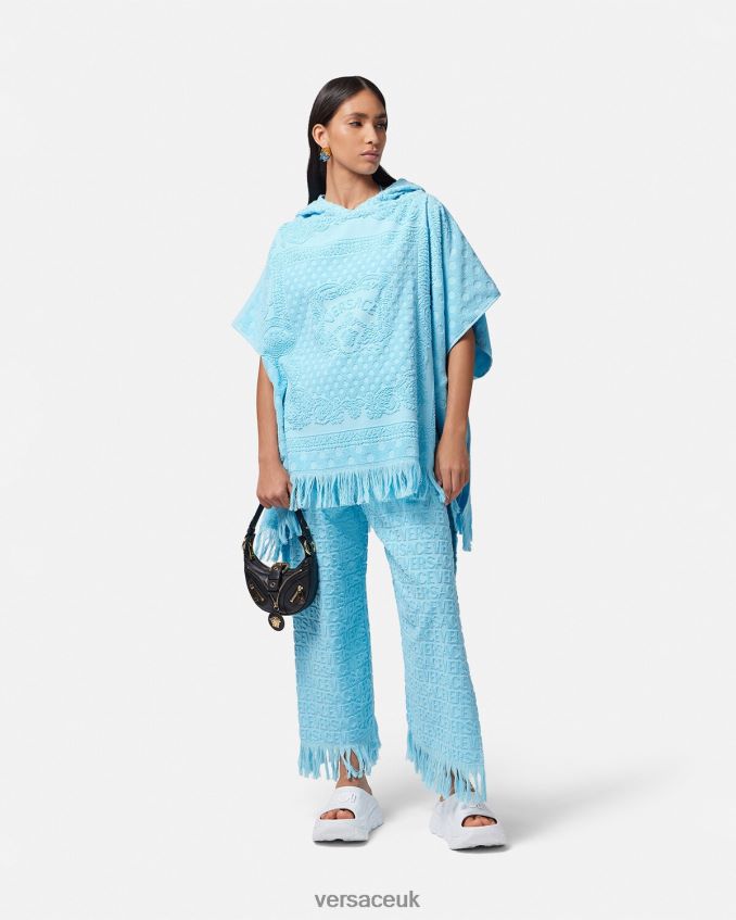 Women Versace Allover Towel Pareo Pants 6D2D061188 Light Blue Underwear & Beachwear