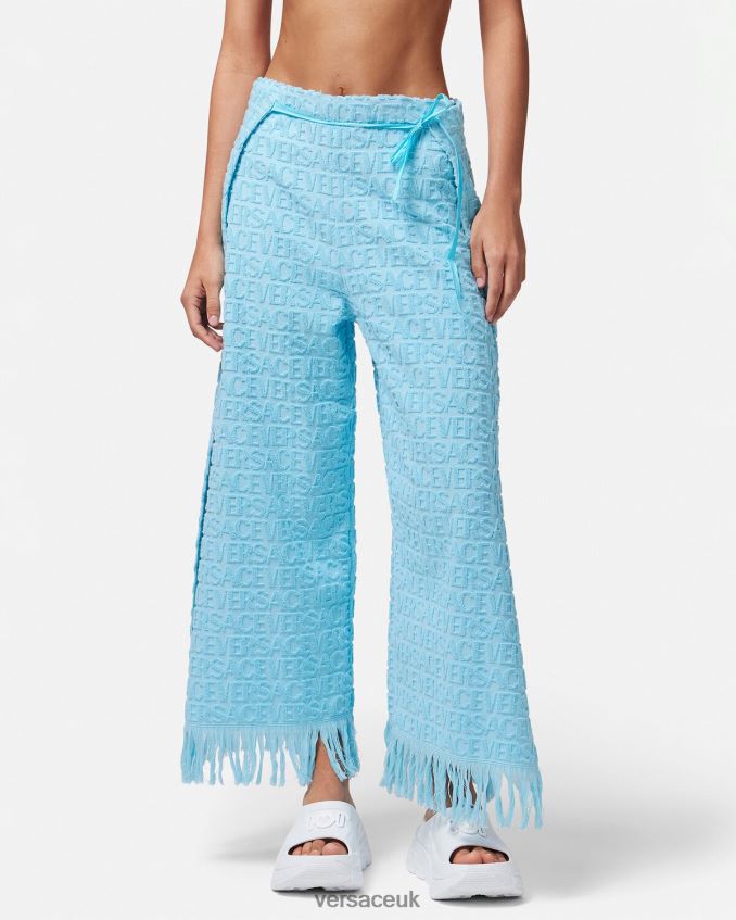 Women Versace Allover Towel Pareo Pants 6D2D061188 Light Blue Underwear & Beachwear