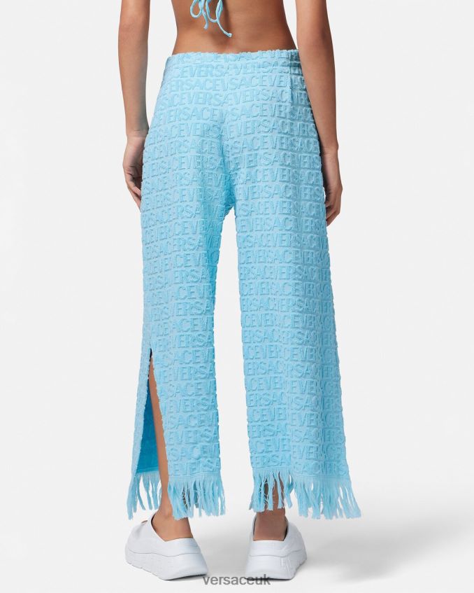 Women Versace Allover Towel Pareo Pants 6D2D061188 Light Blue Underwear & Beachwear