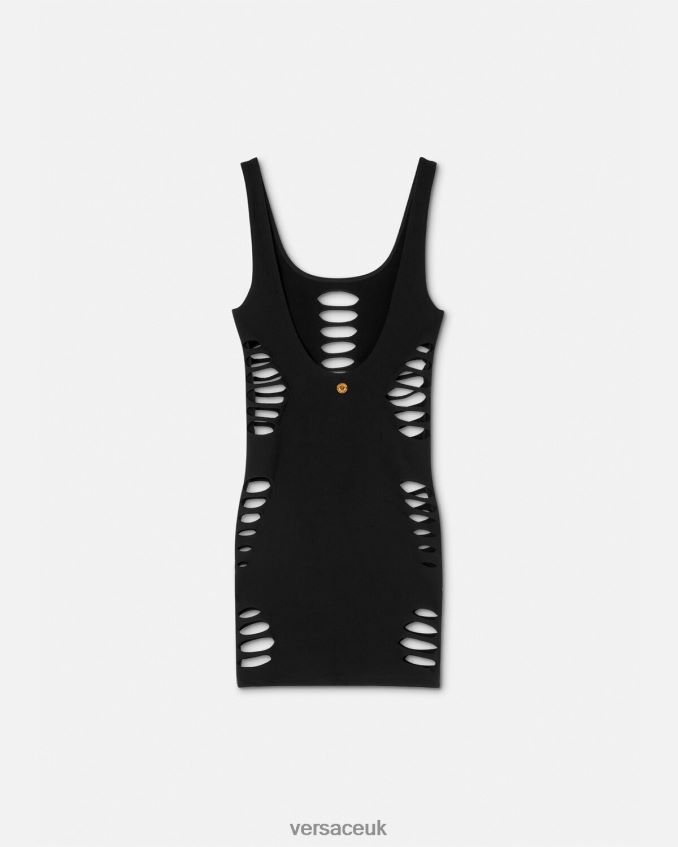 Women Versace Slashed Mini Dress Cover-Up 6D2D061216 Black Underwear & Beachwear