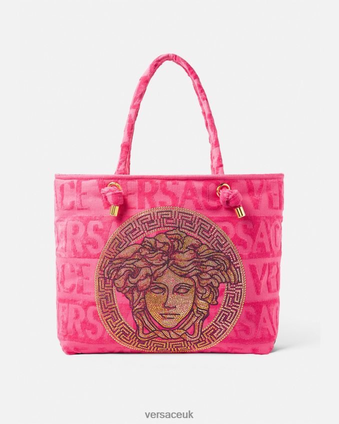 Women Versace Crystal Medusa Towel Tote Bag 6D2D061208 Fuchsia Underwear & Beachwear