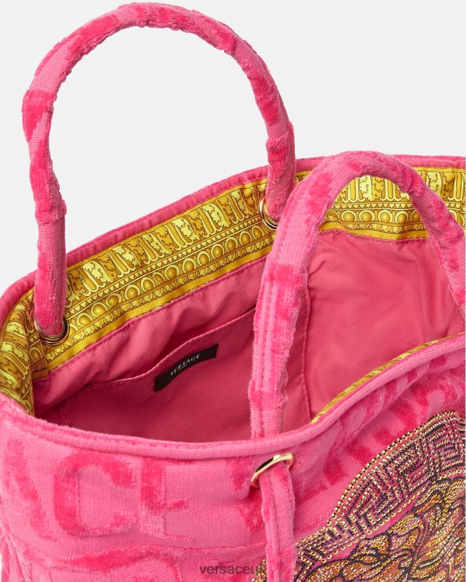 Women Versace Crystal Medusa Towel Tote Bag 6D2D061208 Fuchsia Underwear & Beachwear
