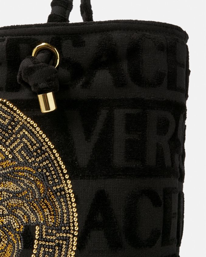 Women Versace Crystal Medusa Towel Tote Bag 6D2D061210 Black Underwear & Beachwear