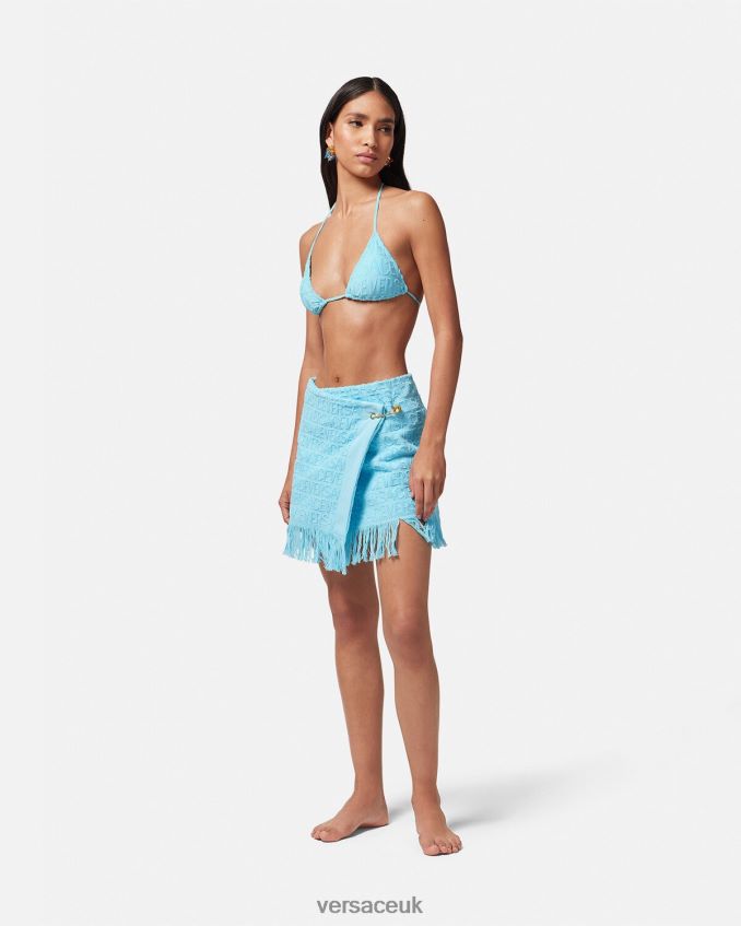 Women Versace Allover Towel Wrap Skirt 6D2D061186 Light Blue Underwear & Beachwear