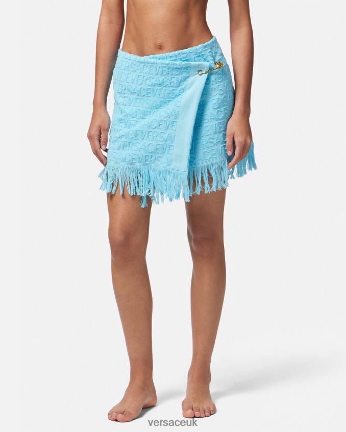 Women Versace Allover Towel Wrap Skirt 6D2D061186 Light Blue Underwear & Beachwear