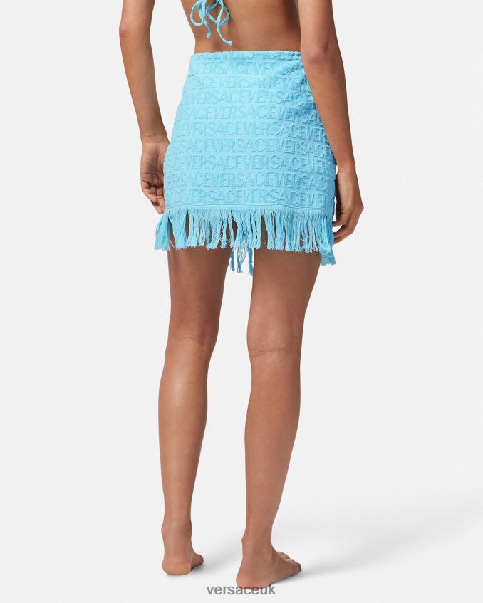 Women Versace Allover Towel Wrap Skirt 6D2D061186 Light Blue Underwear & Beachwear