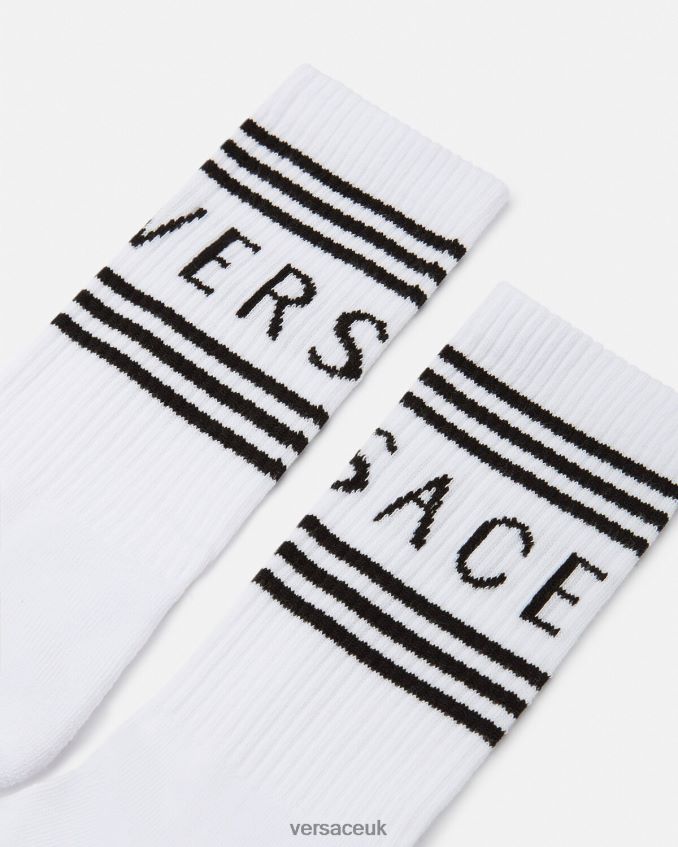 Women Versace 90s Vintage Logo Socks 6D2D061101 White Underwear & Beachwear