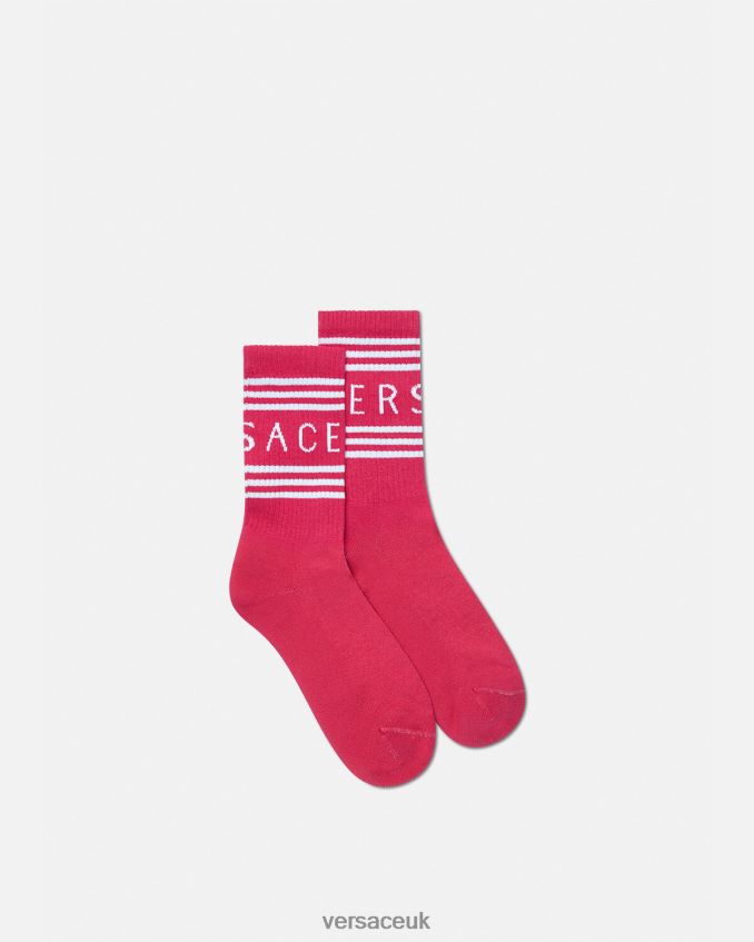Women Versace 90s Vintage Logo Socks 6D2D061106 Fuchsia Underwear & Beachwear