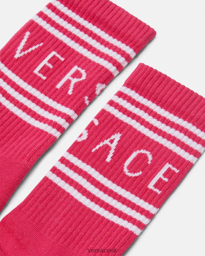 Women Versace 90s Vintage Logo Socks 6D2D061106 Fuchsia Underwear & Beachwear