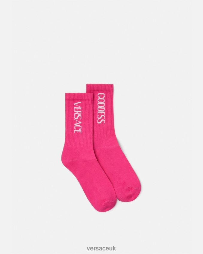 Women Versace Goddess Socks 6D2D061105 Fuchsia Underwear & Beachwear