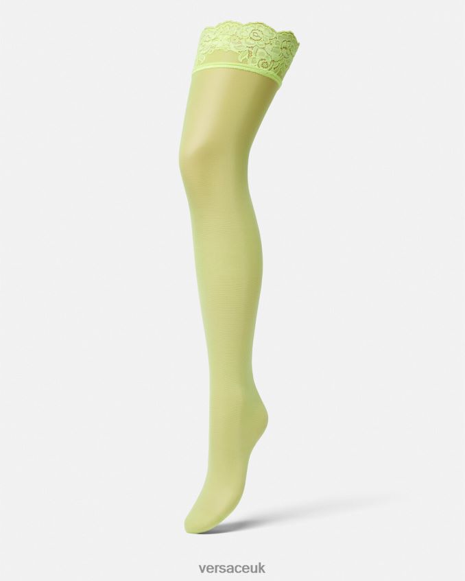 Women Versace Lace Stockings 6D2D061112 Lime Underwear & Beachwear