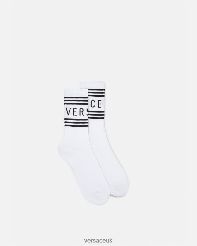Women Versace Vintage Logo Socks 6D2D061100 White Underwear & Beachwear