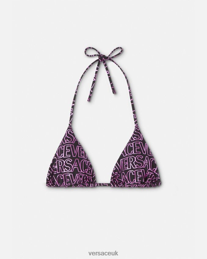 Women Versace Allover Bikini Top 6D2D061163 Fuchsia & Print Underwear & Beachwear