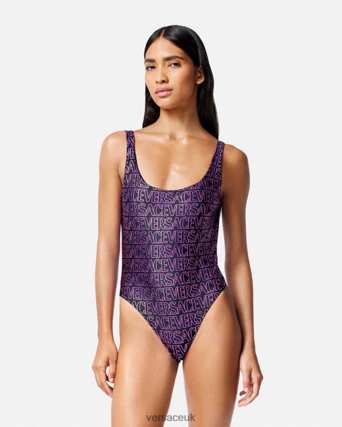 Women Versace Allover One-Piece Swimsuit 6D2D061169 Fuchsia & Print Underwear & Beachwear