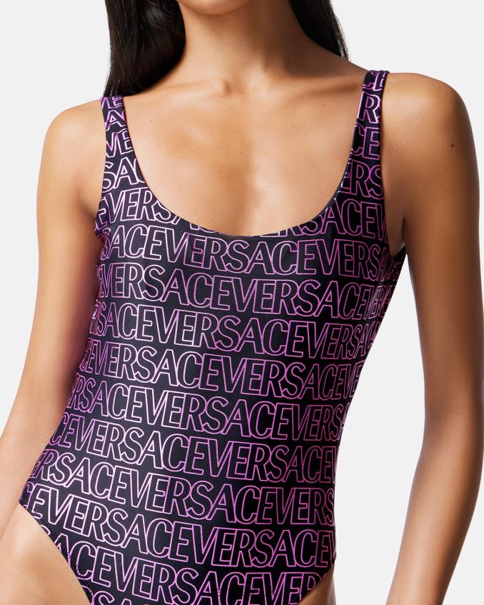 Women Versace Allover One-Piece Swimsuit 6D2D061169 Fuchsia & Print Underwear & Beachwear