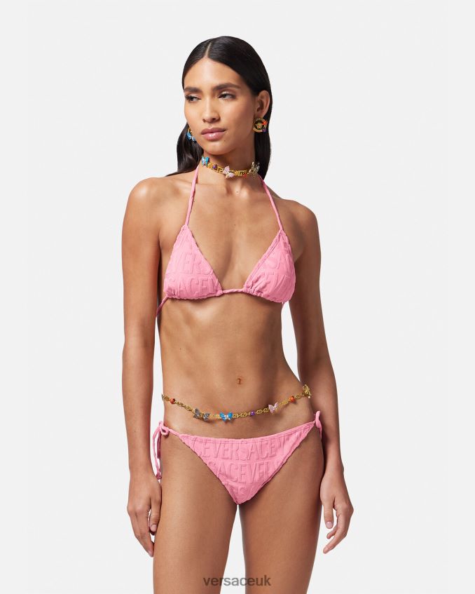 Women Versace Allover Towel Bikini Bottoms 6D2D061120 Pink Underwear & Beachwear