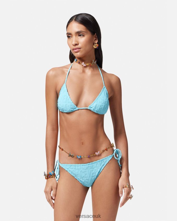 Women Versace Allover Towel Bikini Bottoms 6D2D061121 Light Blue Underwear & Beachwear