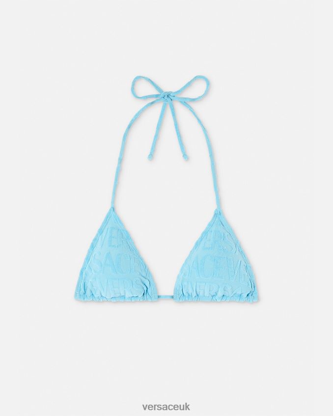 Women Versace Allover Towel Bikini Top 6D2D061119 Light Blue Underwear & Beachwear