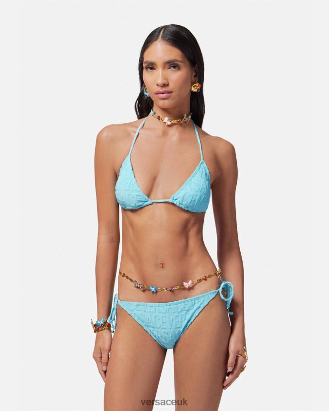 Women Versace Allover Towel Bikini Top 6D2D061119 Light Blue Underwear & Beachwear