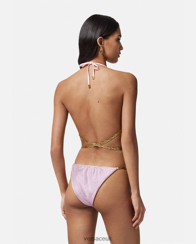 Women Versace Crystal Greca Bikini Top 6D2D061125 Pink Underwear & Beachwear