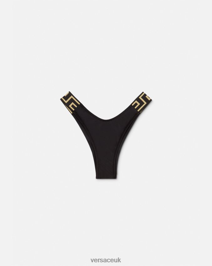Women Versace Greca Border Bikini Bottoms 6D2D061157 Black Underwear & Beachwear