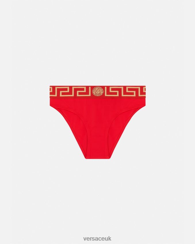 Women Versace Greca Border Bikini Briefs 6D2D061155 Red Underwear & Beachwear