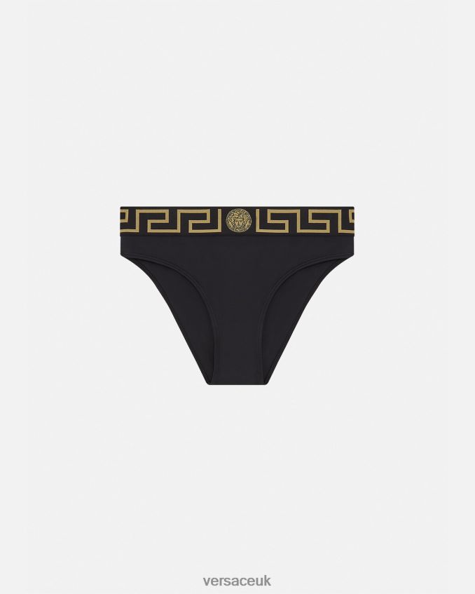 Women Versace Greca Border Bikini Briefs 6D2D061156 Black Underwear & Beachwear