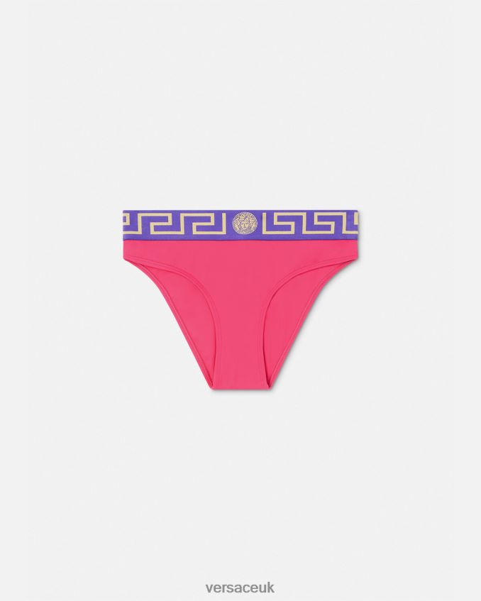 Women Versace Greca Border Bikini Briefs 6D2D061177 Pink & Lilac Underwear & Beachwear