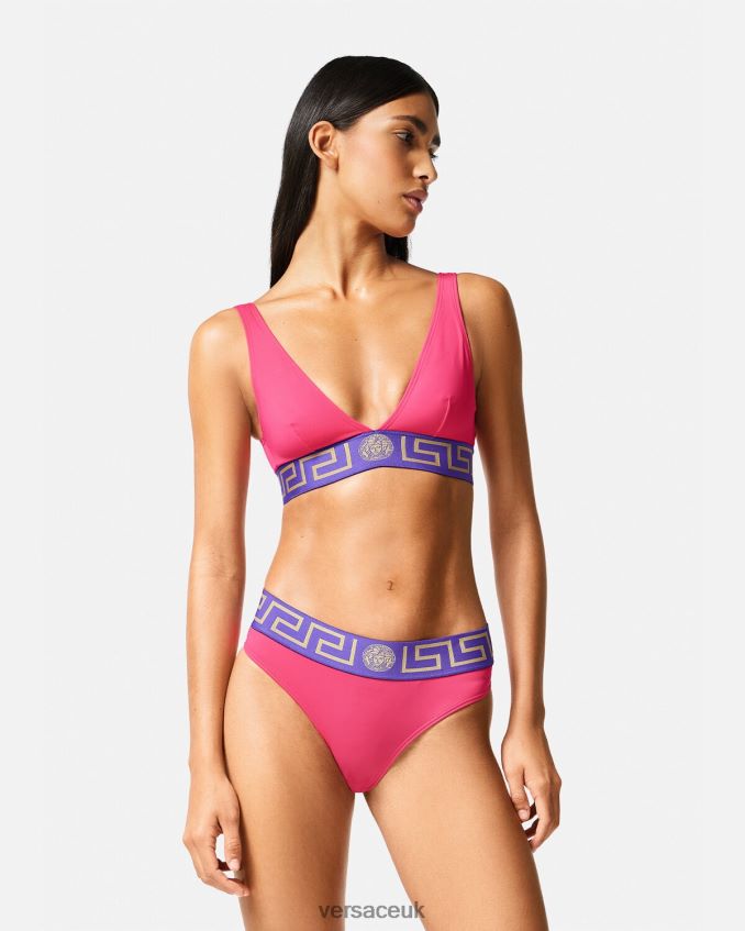 Women Versace Greca Border Bikini Briefs 6D2D061177 Pink & Lilac Underwear & Beachwear