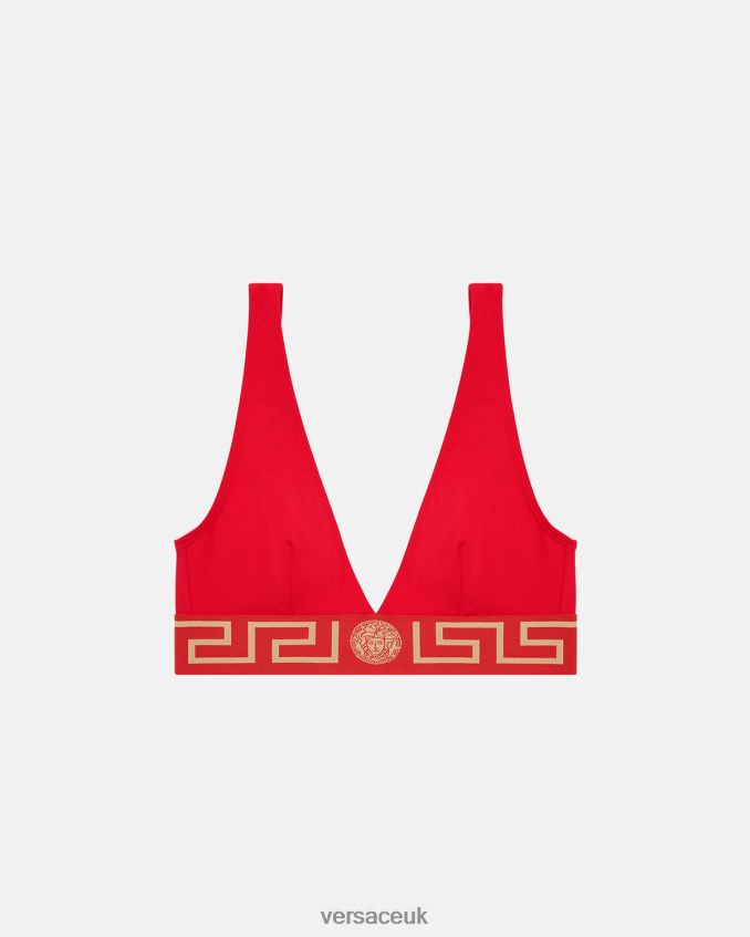 Women Versace Greca Border Bikini Top 6D2D061151 Red Underwear & Beachwear