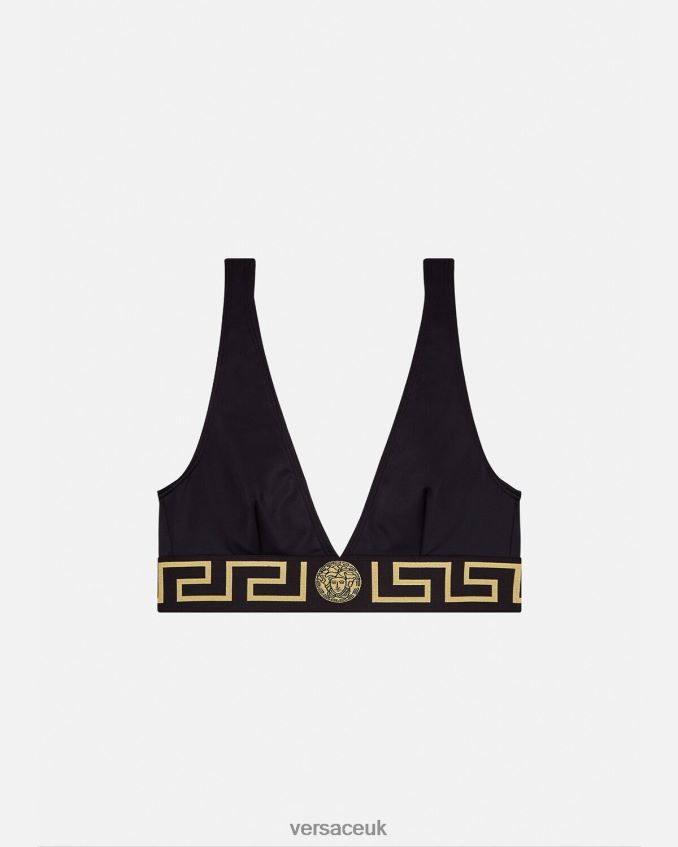 Women Versace Greca Border Bikini Top 6D2D061152 Black Underwear & Beachwear