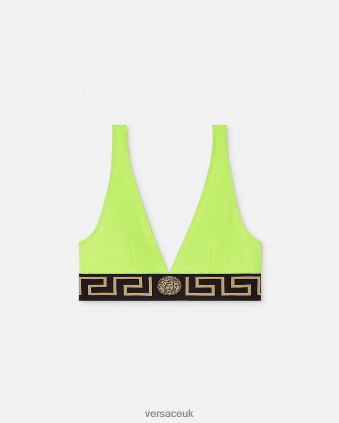 Women Versace Greca Border Bikini Top 6D2D061175 Lime Underwear & Beachwear