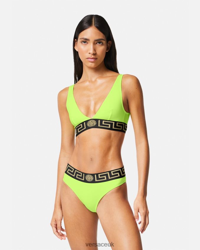Women Versace Greca Border Bikini Top 6D2D061175 Lime Underwear & Beachwear