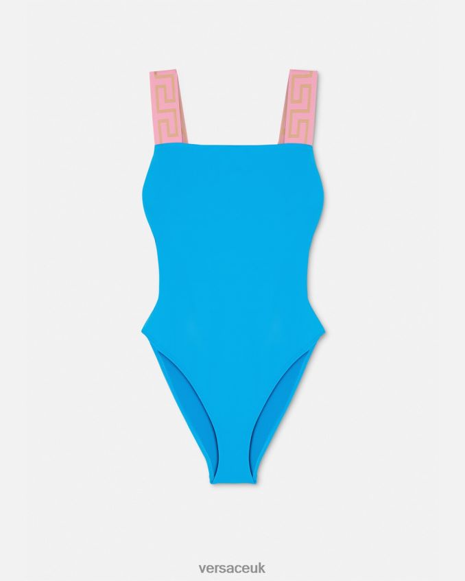 Women Versace Greca Border One-Piece Swimsuit 6D2D061136 Blue Underwear & Beachwear