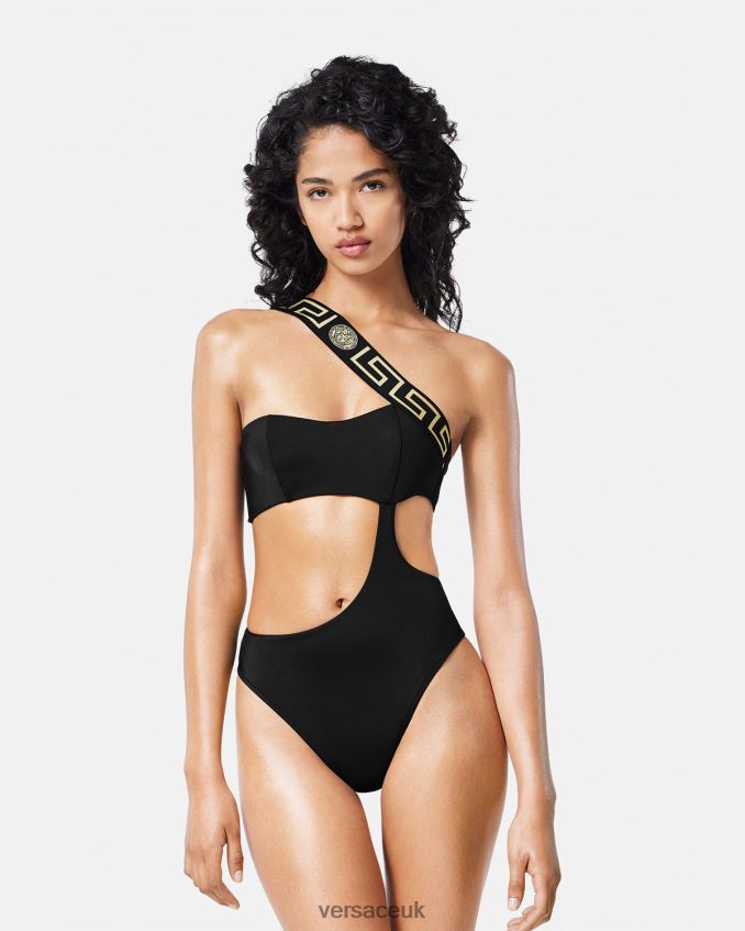 Women Versace Greca Border One-Piece Swimsuit 6D2D061161 Black Underwear & Beachwear