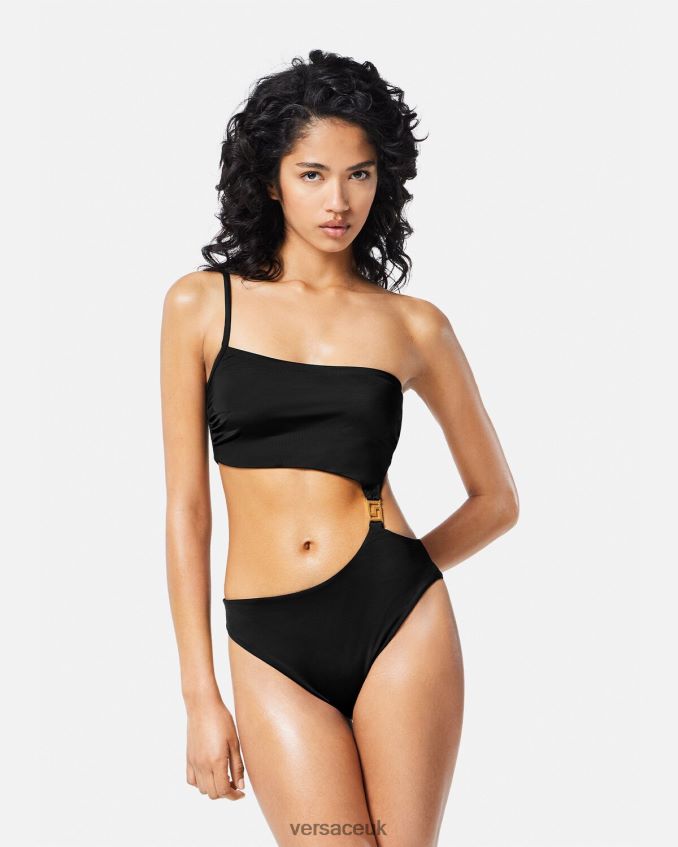 Women Versace Greca Cut-out Swimsuit 6D2D061181 Black Underwear & Beachwear