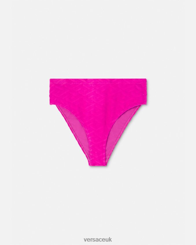 Women Versace La Greca High Waist Bikini Briefs 6D2D061183 Fuchsia Underwear & Beachwear