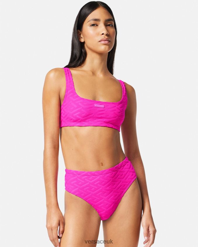 Women Versace La Greca High Waist Bikini Briefs 6D2D061183 Fuchsia Underwear & Beachwear