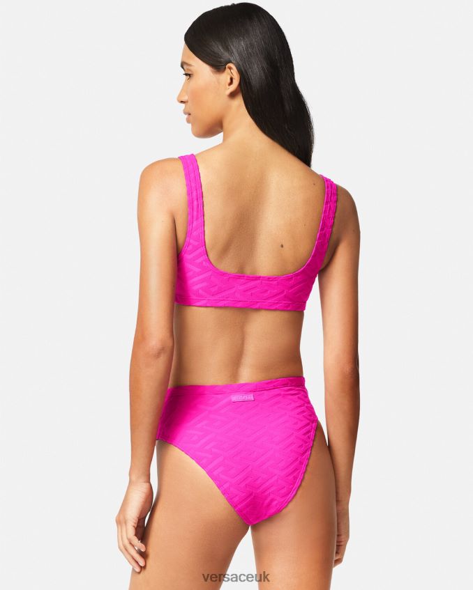 Women Versace La Greca High Waist Bikini Briefs 6D2D061183 Fuchsia Underwear & Beachwear
