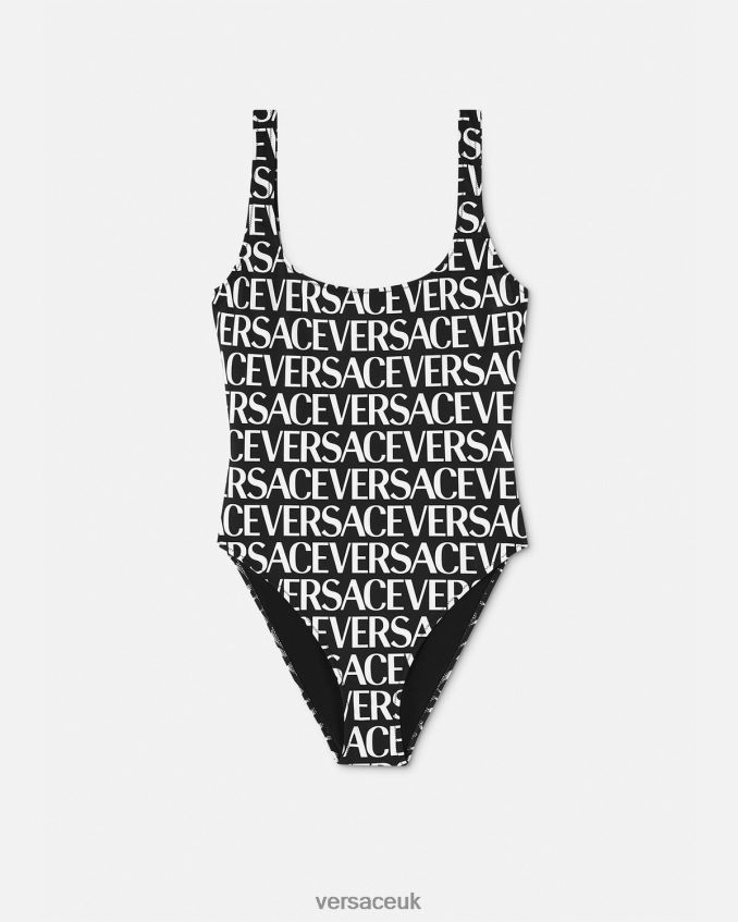 Women Versace Logo One-Piece Swimsuit 6D2D061137 Black & Print Underwear & Beachwear