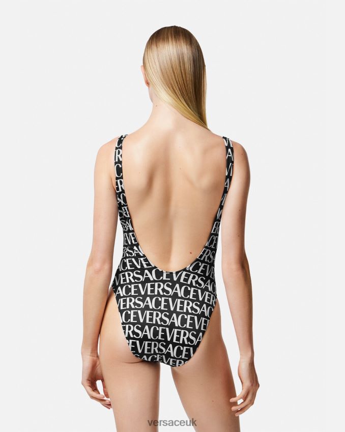 Women Versace Logo One-Piece Swimsuit 6D2D061137 Black & Print Underwear & Beachwear
