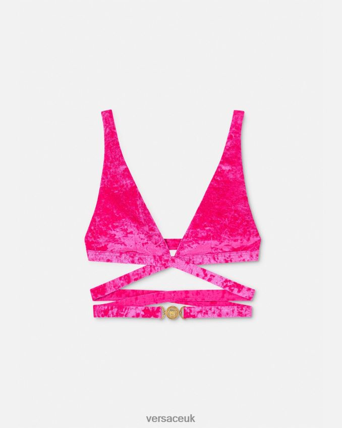 Women Versace Medusa '95 Velvet Bikini Top 6D2D061173 Fuchsia Underwear & Beachwear