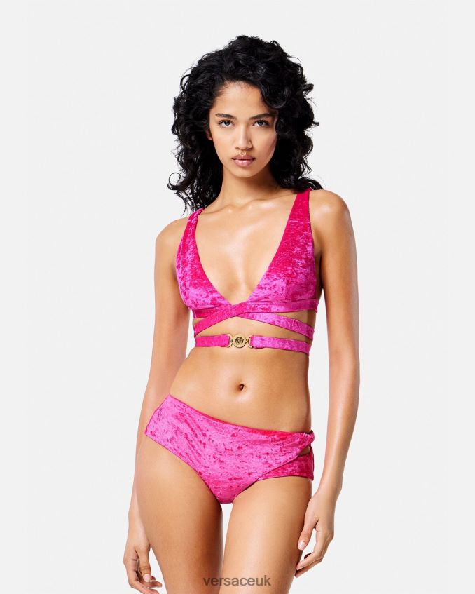 Women Versace Medusa \'95 Velvet Bikini Top 6D2D061173 Fuchsia Underwear & Beachwear