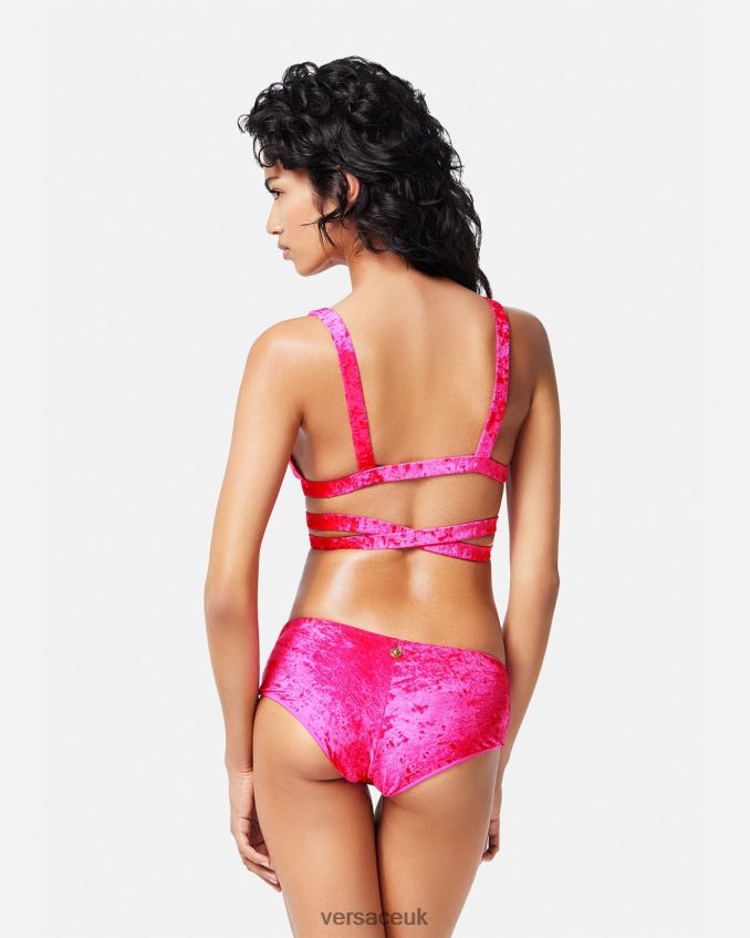 Women Versace Medusa \'95 Velvet Bikini Top 6D2D061173 Fuchsia Underwear & Beachwear