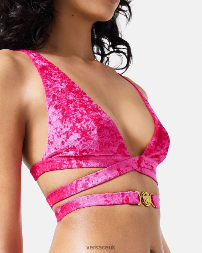 Women Versace Medusa \'95 Velvet Bikini Top 6D2D061173 Fuchsia Underwear & Beachwear